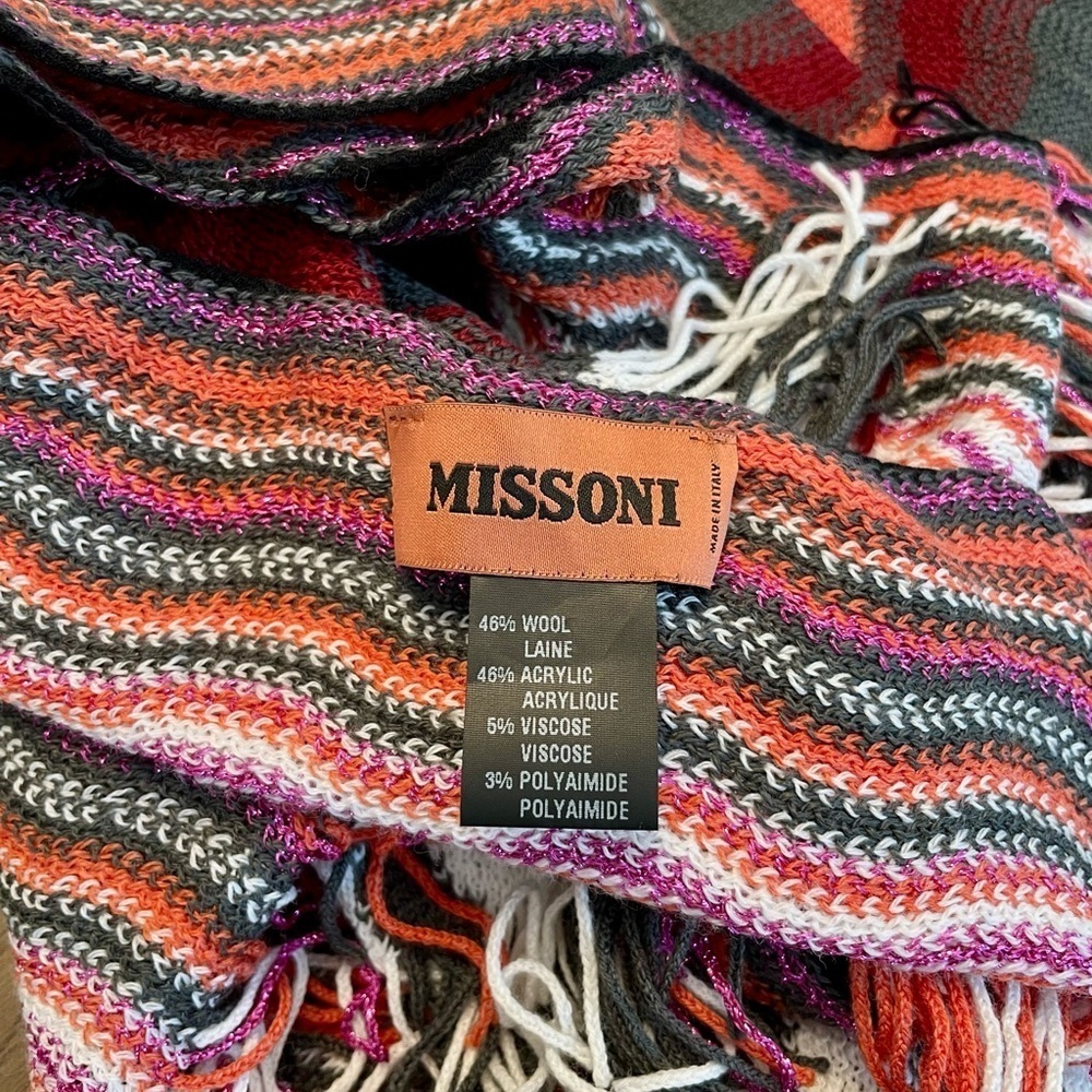 Missoni multicolor wave zig zag knit scarf - Picture 3 of 7